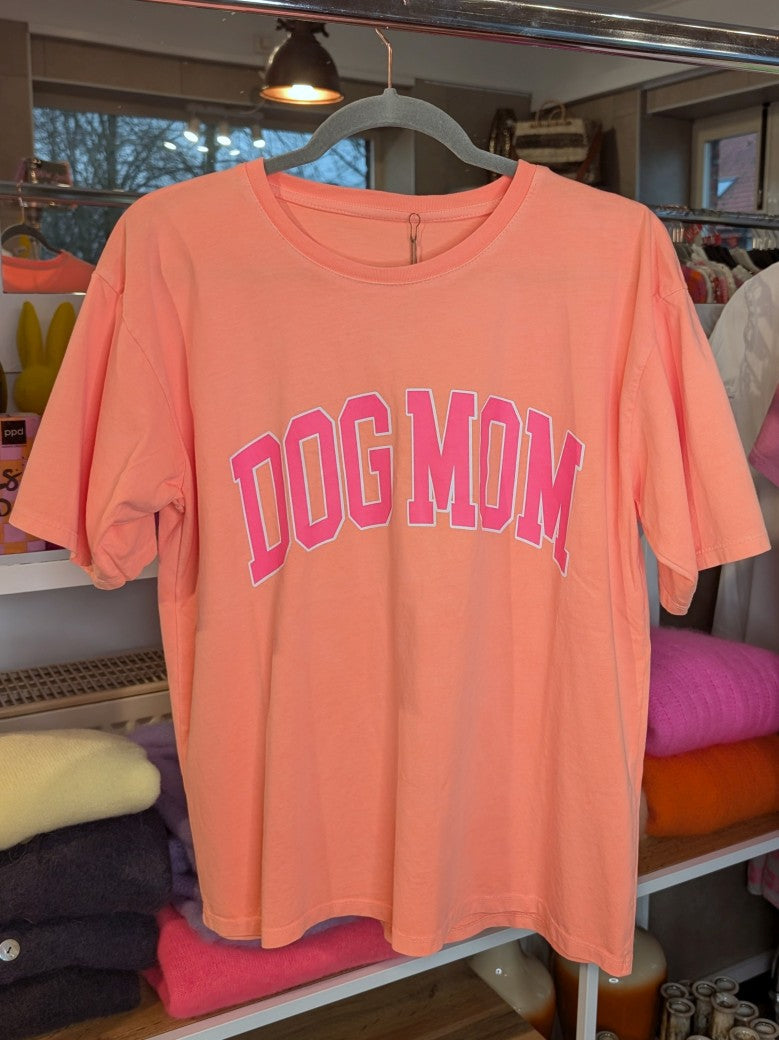 T-Shirt DOG MOM Orange Pink Baumwolle, One Size - von MOOIJ 6030