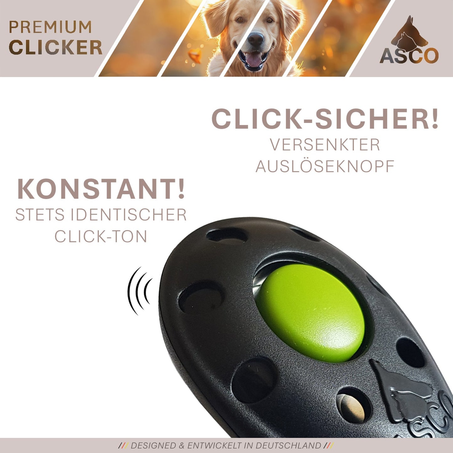 Premium Clicker für Hunde & Katzen – Profi Clicker für Clickertraining | ASCO