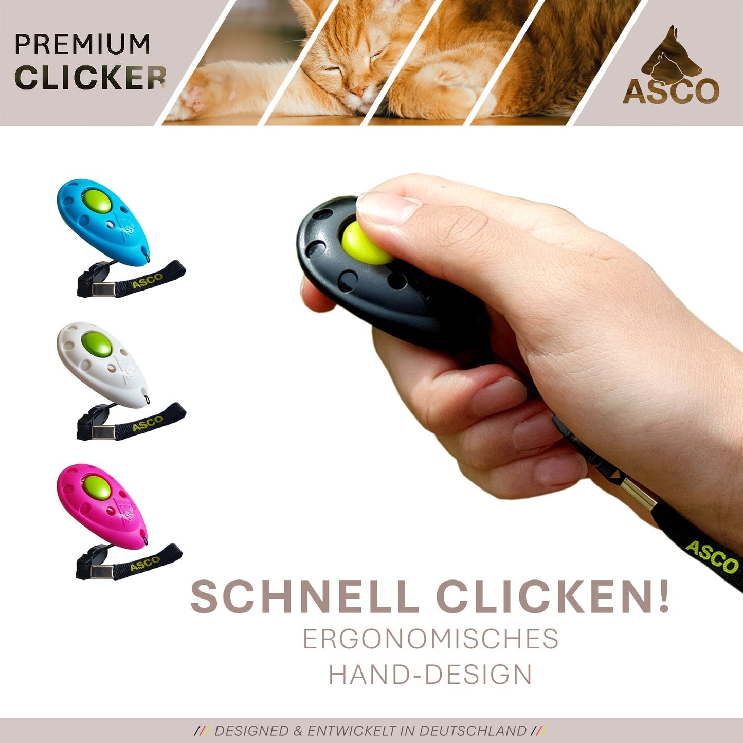 Premium Clicker für Hunde & Katzen – Profi Clicker für Clickertraining | ASCO
