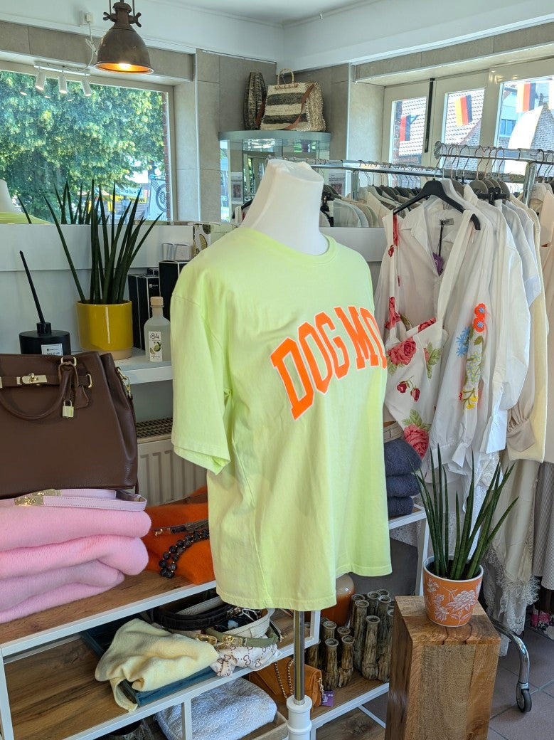 T-Shirt DOG MOM Neon Gelb Orange Baumwolle, One Size - von MOOIJ 6030