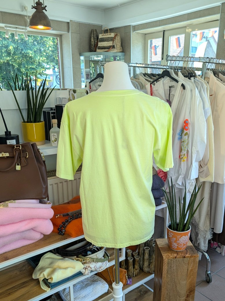 T-Shirt DOG MOM Neon Gelb Orange Baumwolle, One Size - von MOOIJ 6030
