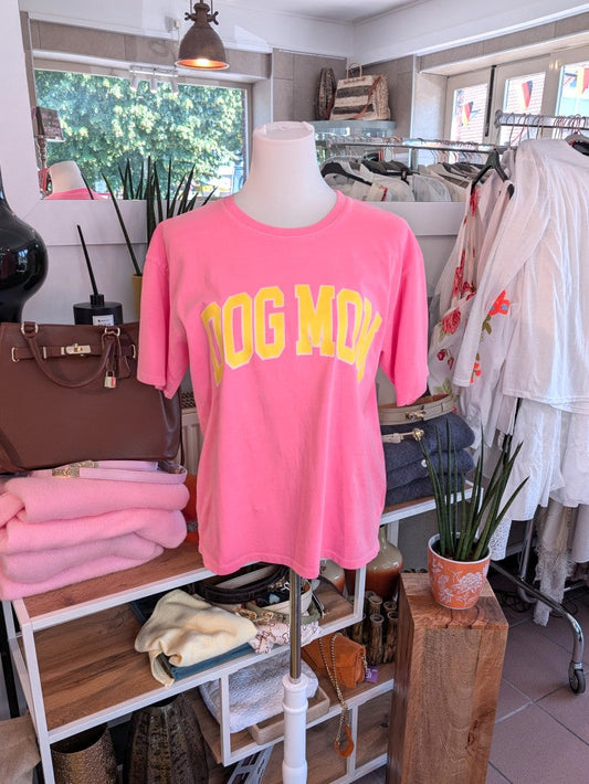 T-Shirt DOG MOM Pink Gelb Baumwolle, One Size - von MOOIJ 6030
